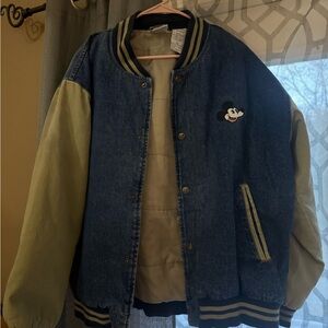 Vintage Disney Mickey Mouse Blue Denim Varsity Jacket